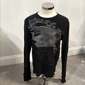 American Rag Black Long Sleeve Graphic Tee